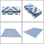 9x12ft Outdoor Plastic Straw Rug For Camping Outdoor Carpet RV Mat Blue & White
