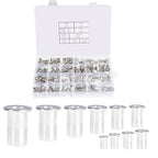 Metric M3-M8 + SAE 6-32-1/4-20 Aluminum Rivet Nut Rivnut Nutsert Kit 300Pcs