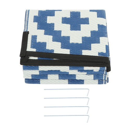 Outdoor Plastic Straw Rug For Camping Outdoor Carpet 5x9FT Navy Blue White