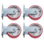 4 Pcs Polyurethane 3200Lbs 5"×2" Caster Wheels Red Straight Wheels Heavy Duty