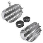 Polished Aluminum Finned Oval PCV + Push-in Breather Combo Valve Cover Set of 2
