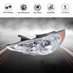 2x For Hyundai Sonata 11-14 Chrome Housing Amber Corner Projector Headlights