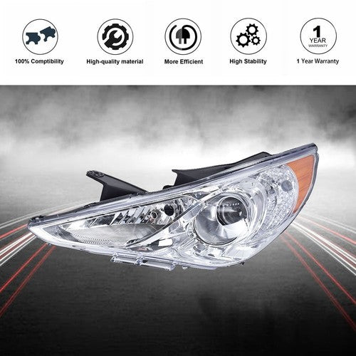 2x For Hyundai Sonata 11-14 Chrome Housing Amber Corner Projector Headlights