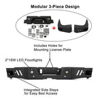 Rear Bumper Steel with LED Lights Bolt Kits for Ram 2500 3500 2010-2018 2019-2024
