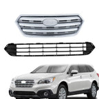 Plastic Front Upper & Lower Grilles 2 Pcs Fit For Subaru Outback 2015-2017