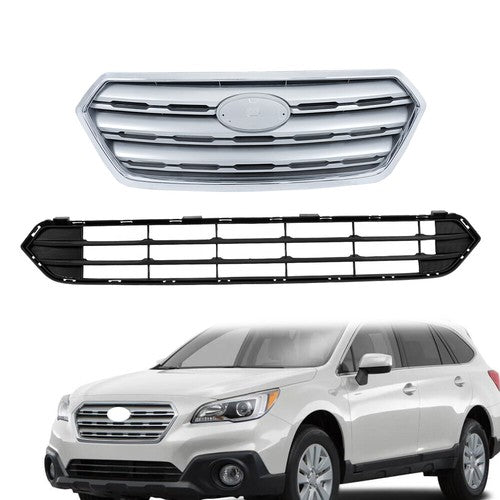 Plastic Front Upper & Lower Grilles 2 Pcs Fit For Subaru Outback 2015-2017