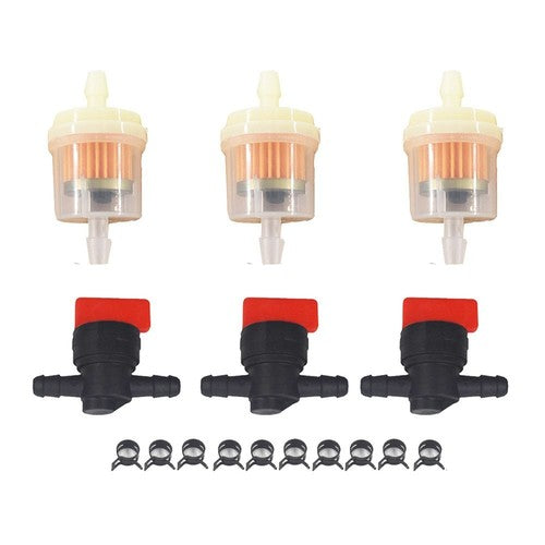 Bladsharr In Line Fuel Gas Filter Shut Cut Off Valve Clamp 3Kit 1/4"