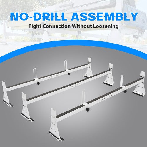 Cargo Van Roof Ladder Rack For Chevy Express 2500 3500 96 Up Steel White 3 Bar