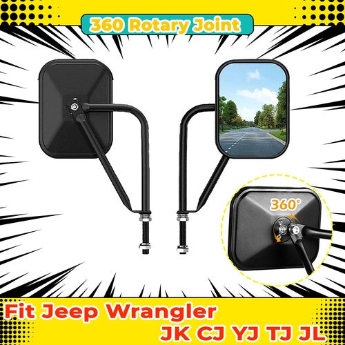 Door Off Quick Release Side Hinge View Mirrors for Jeep Wrangler JK CJ YJ TJ JL