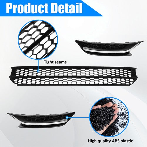 Front Bumper Lower Grille & Fog Light Bezel Cover LH+RH For 2012-2015 VW Passat