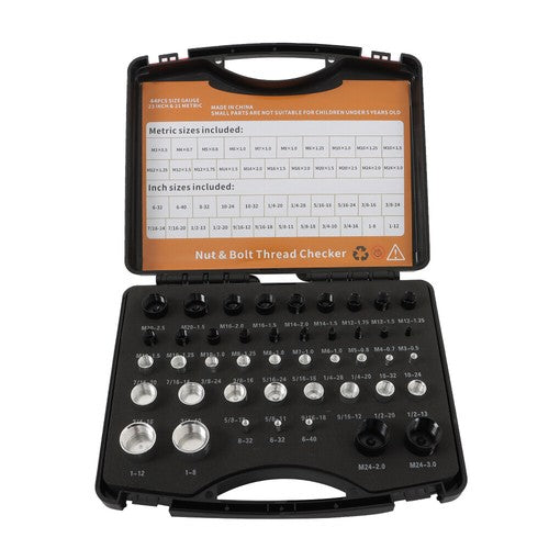 Nut and Bolt Gauge 23 Metric & 21 Inch 44 Pcs Nut and Bolt Thread Checker in Box
