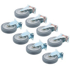 4Pcs Swivel Rubber Caster + 4 fixed wheels Total 8Pcs 5-Inch Grey Casters