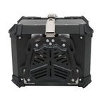 Black 45L Motorcycle Top Case Tail Box Thick Aluminum Hard Trunk With Backrest