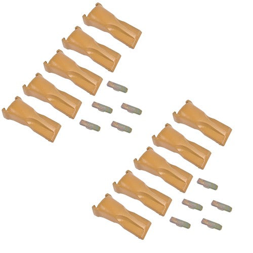 10 Pk Bucket Teeth with Flex Pins Yellow V23SYL V23PN for Drill Press Excavator