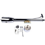 28" GM Tilt Manual Chrome Floor Shift Steering Column With Key & 9 Bolt adapter