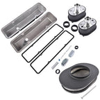 For Chevy SBC 58-86 Finned Tall Valve Covers & 12" Air Cleaner & Breather Kit