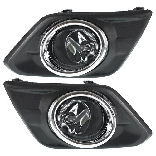 For 2014-2016 Nissan Rogue Driving Bumper Chrome Lens Fog Lights Assembly Set
