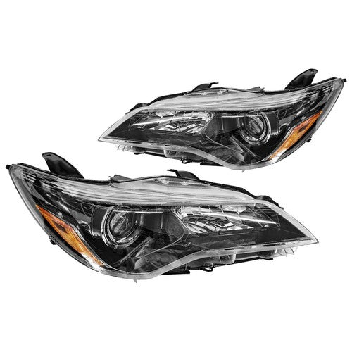 Black Headlight Set Halogen Headlamp for 2015-2017 Toyota Camry LE SE Pair