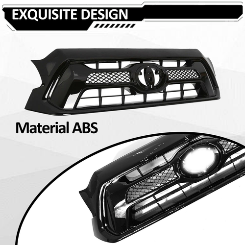 Front Bumper Gloss Black Grille Grill for Toyota Tacoma 2012 2013 2014 2015