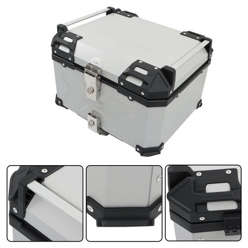 55L Silver Luggage Waterproof Tail Box Scooter Trunk Storage Top Case Motorcycle
