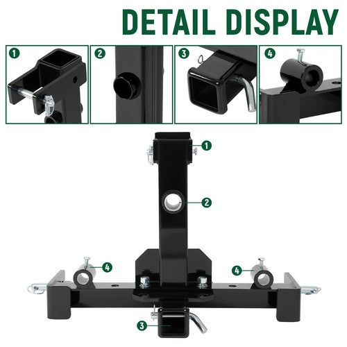 3 Point Receiver Trailer Hitch Attachment For Cat 1 Tractor Tow Drawbar Adapter