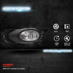 Bumper Fog Lights Driving Lamps w/Switch for 2009-2011 Honda Civic 4-Door Sedan