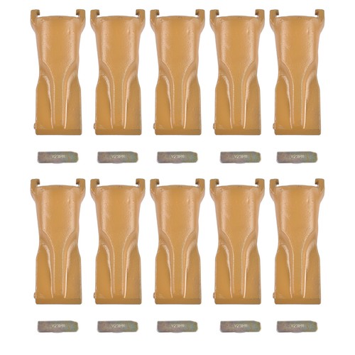 10 Pk Bucket Teeth with Flex Pins Yellow V23SYL V23PN for Drill Press Excavator