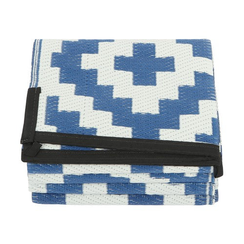 Outdoor Plastic Straw Rug For Camping Outdoor Carpet 5x9FT Navy Blue White