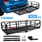 Folding Trailer Hitch Cargo Carrier Basket Luggage Rack with 2 Inch Receiver 500 LBS