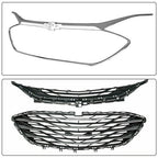 Front Bumper Upper Lower Grille Black Chrome 3PCS for 2019-2023 Chevrolet Malibu