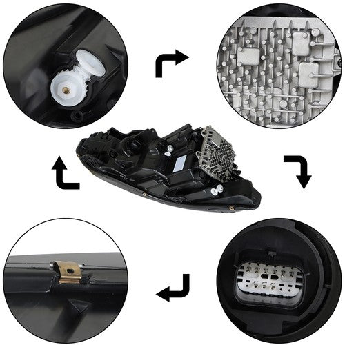 Fit For Jeep Cherokee 2019-2022 Headlight Projector LH/Left Side LED Replacement