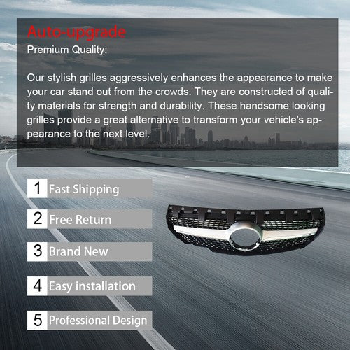 Front Bumper Grille Plastic Black Fit For 2013-2016 Mercedes Benz W117 CLA250