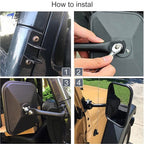Quick Release Side Hinge View Mirrors for Jeep Wrangler TJ JK 1997-2018