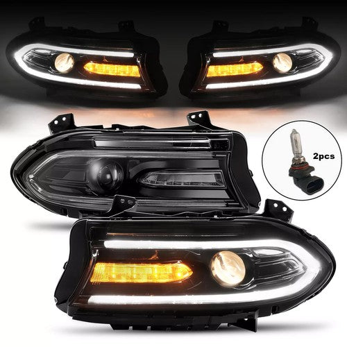 Pair LED DRL Projector Headlights Assemblies for Dodge Charger 2015 2023 LH RH