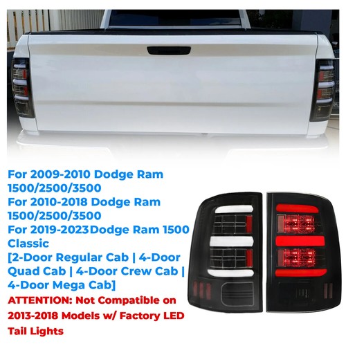 Black Tail Lights Brake Lamps LED Bar Light For 09-18 Dodge Ram 1500 2500 3500