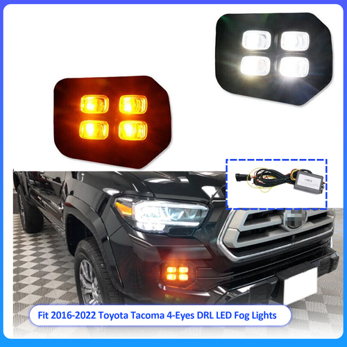 4-Eyes DRL LED White&Amber Fog lights Turn signal for 2016-2022 for Toyota Tacoma