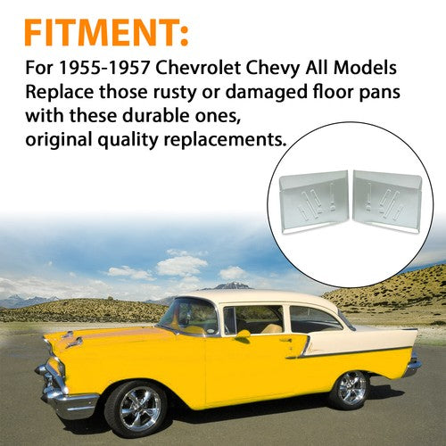 Pair Rear Floor Pans for 1955 1956 1957 Chevy Chevrolet Bel Air 150 210 Series