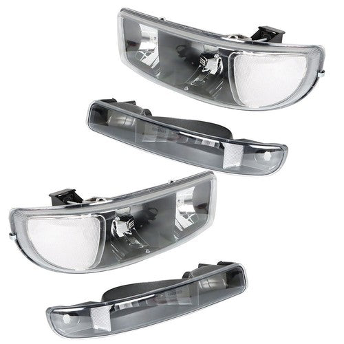 For GMC Sierra 1500 99-07 & Yukon 00-06 L+R Headlight Replacement Halogen Black