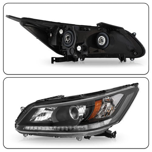 Projector Headlights Halogen Headlamps Set for 2013-2015 for Honda Accord Sedan