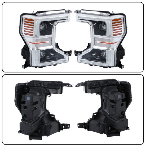 Headlights Replacement For Ford F250 F350 SuperDuty 2020-2022 LH+RH LED Chrome