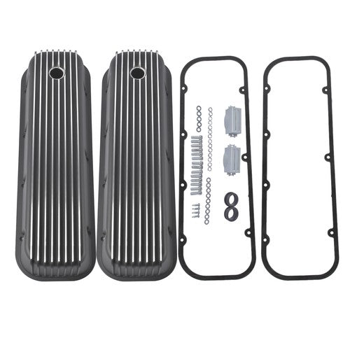 3-11/16" Tall Finned Valve Covers Polished Fits Chevy BBC 396-502 1965-1995