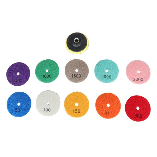 Diamond Polishing Pads 3 inch Wet/Dry 10 Piece Set Granite Stone Concrete Marble