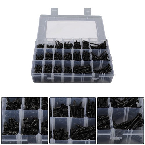485 Pack Black wood screws kits with 20 different sizes #6, #8, #10 For Wood