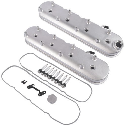 GM LS Cast Aluminum Tall Silver Pair Valve Covers w/ Coil Mounts For LS1 LS2 LS3