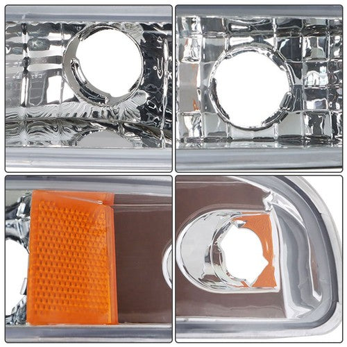Fit For GMC Sierra 1500 1999-2007 LH+RH Headlight Replacement Halogen Chrome
