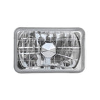 ZZ2V00107 4x6 Inch Clear Glass Diamond Cut Chrome Crystal Semi Sealed Headlight
