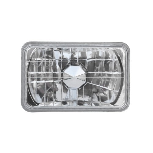 ZZ2V00107 4x6 Inch Clear Glass Diamond Cut Chrome Crystal Semi Sealed Headlight