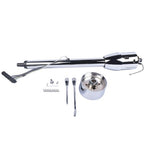 28" Chrome Tilt Manual Style Steering Column with Wheel Adapter No Key Hot Rod