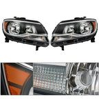 Headlights Black Fit For Chevy Colorado 2015-2022 Halogen Projector LH & RH Pair