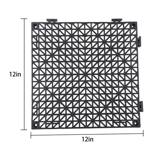 50Pack 12 x12in Interlocking Drainage Floor Tile Modular Interlocking Tile Black